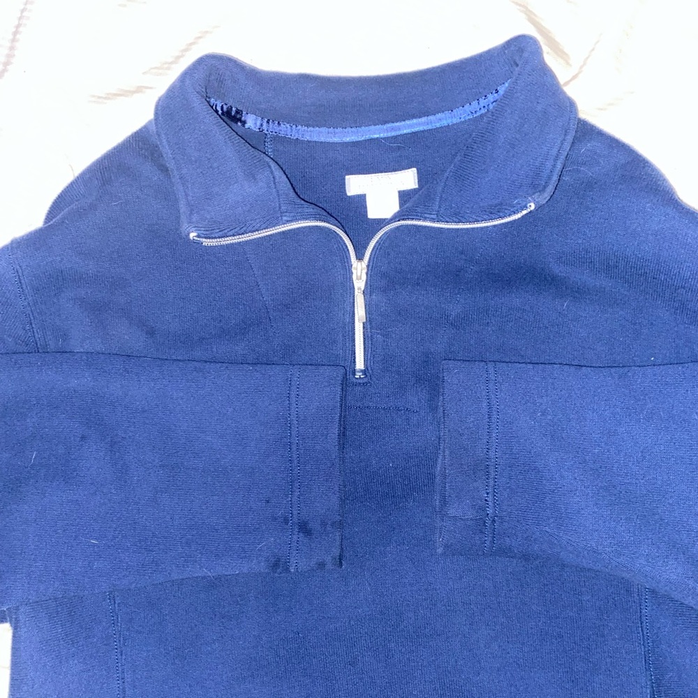 Blue zip up turtle neck sweater